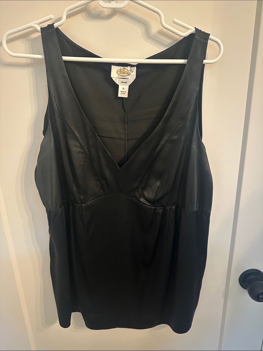Talbots Black Satin-Front V-Neck Camisole
